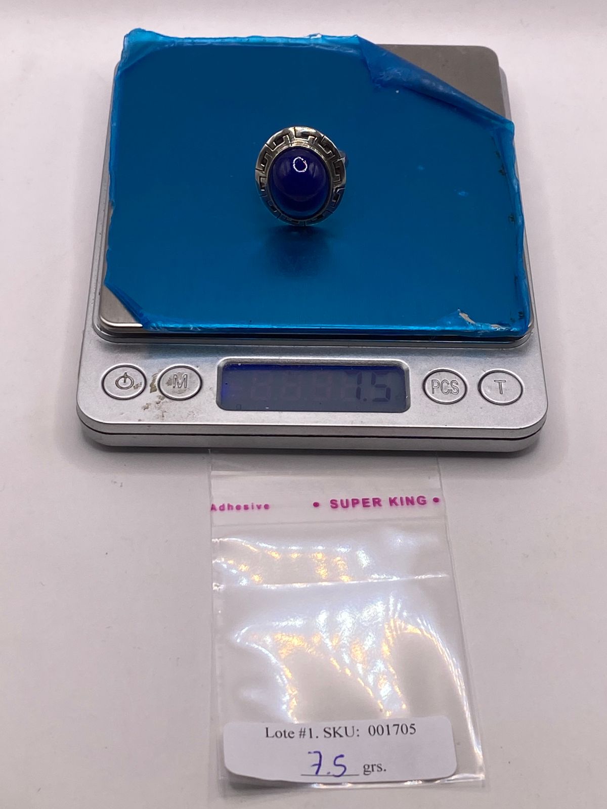 ANILLO DE PLATA LEY 925 CON ÁGATA AZUL