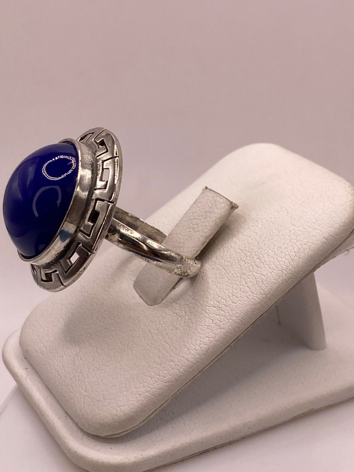 ANILLO DE PLATA LEY 925 CON ÁGATA AZUL