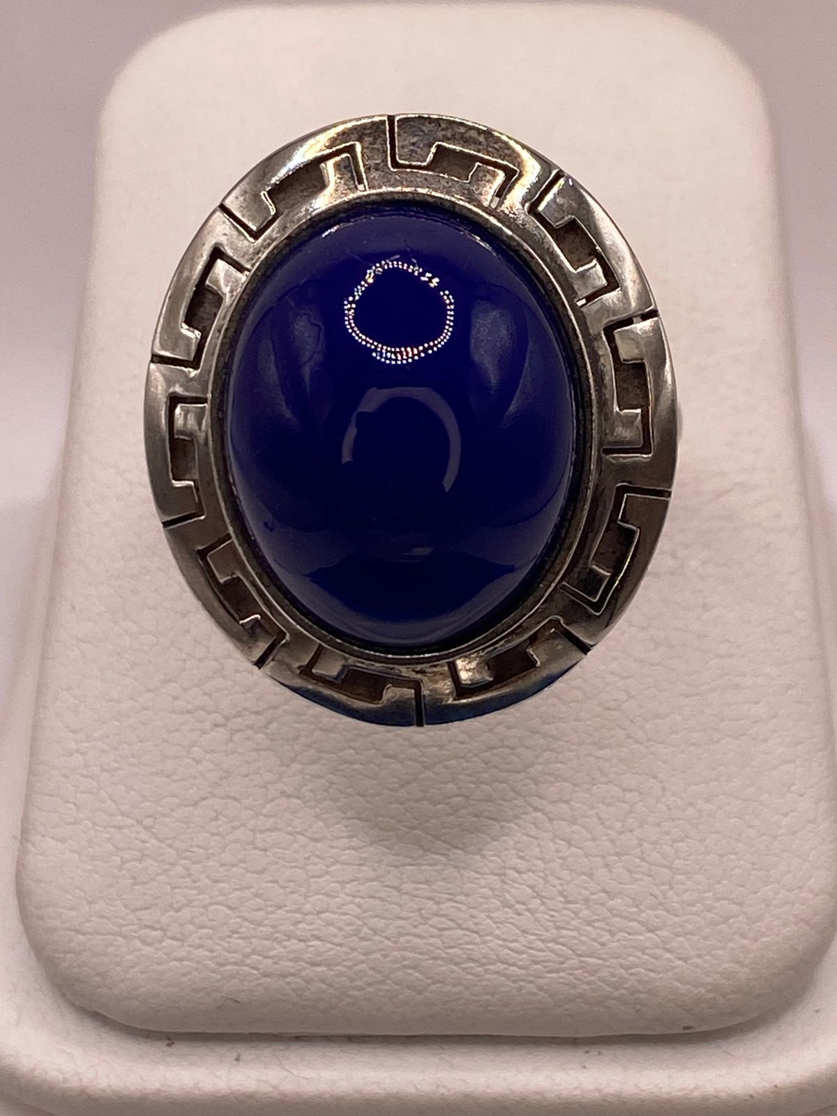 ANILLO DE PLATA LEY 925 CON ÁGATA AZUL