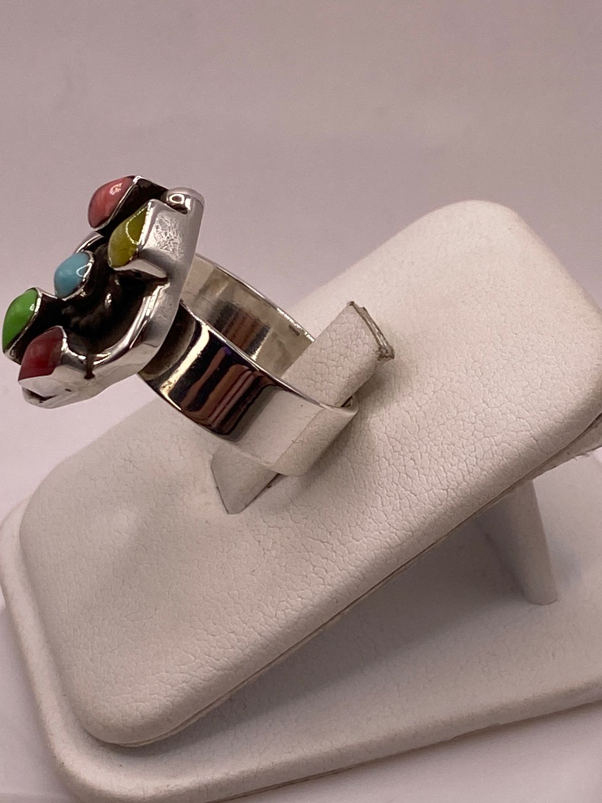ANILLO DE PLATA LEY 925 CON ÁGATAS NATURALES MULTICOLOR