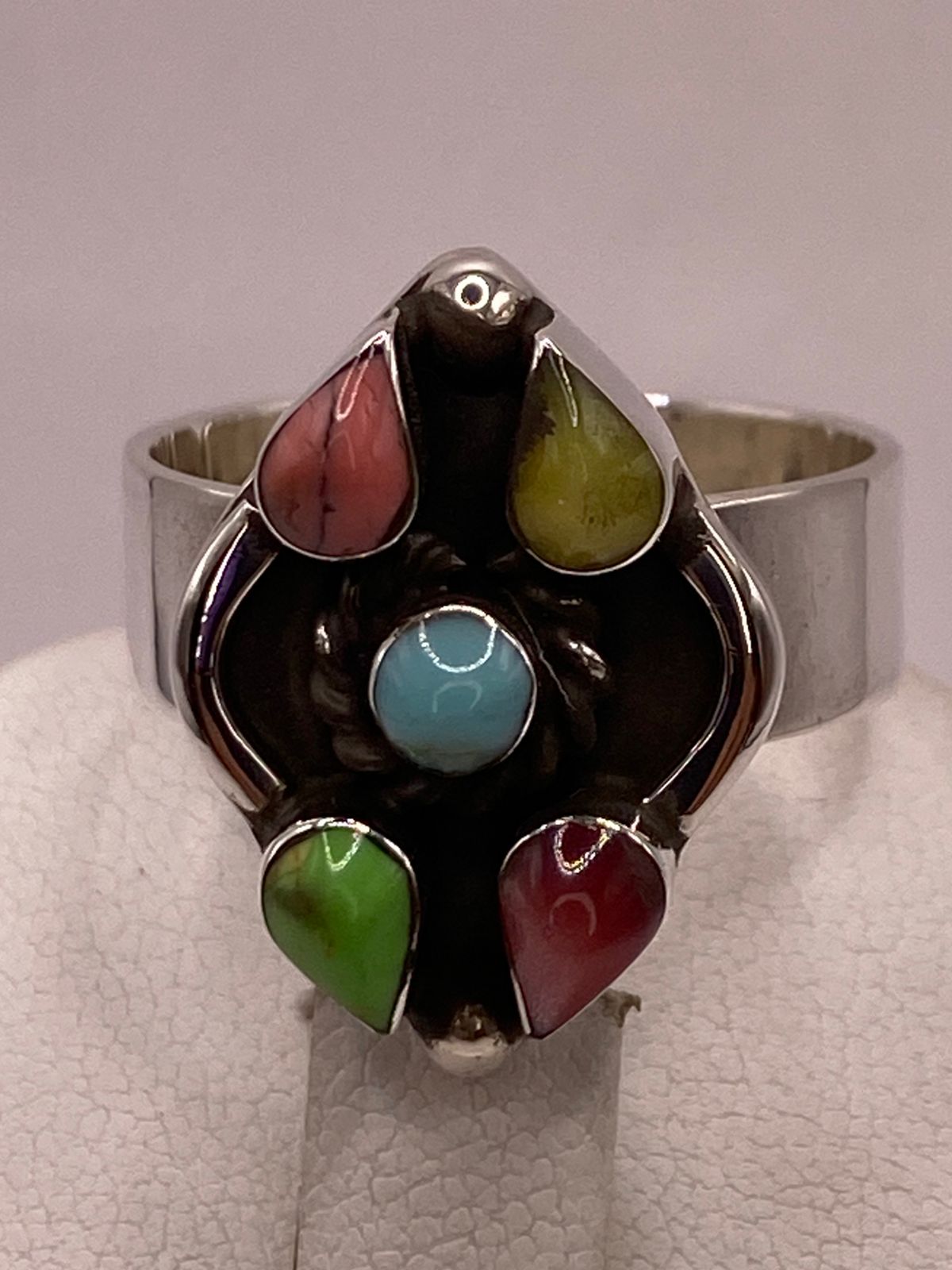 ANILLO DE PLATA LEY 925 CON ÁGATAS NATURALES MULTICOLOR