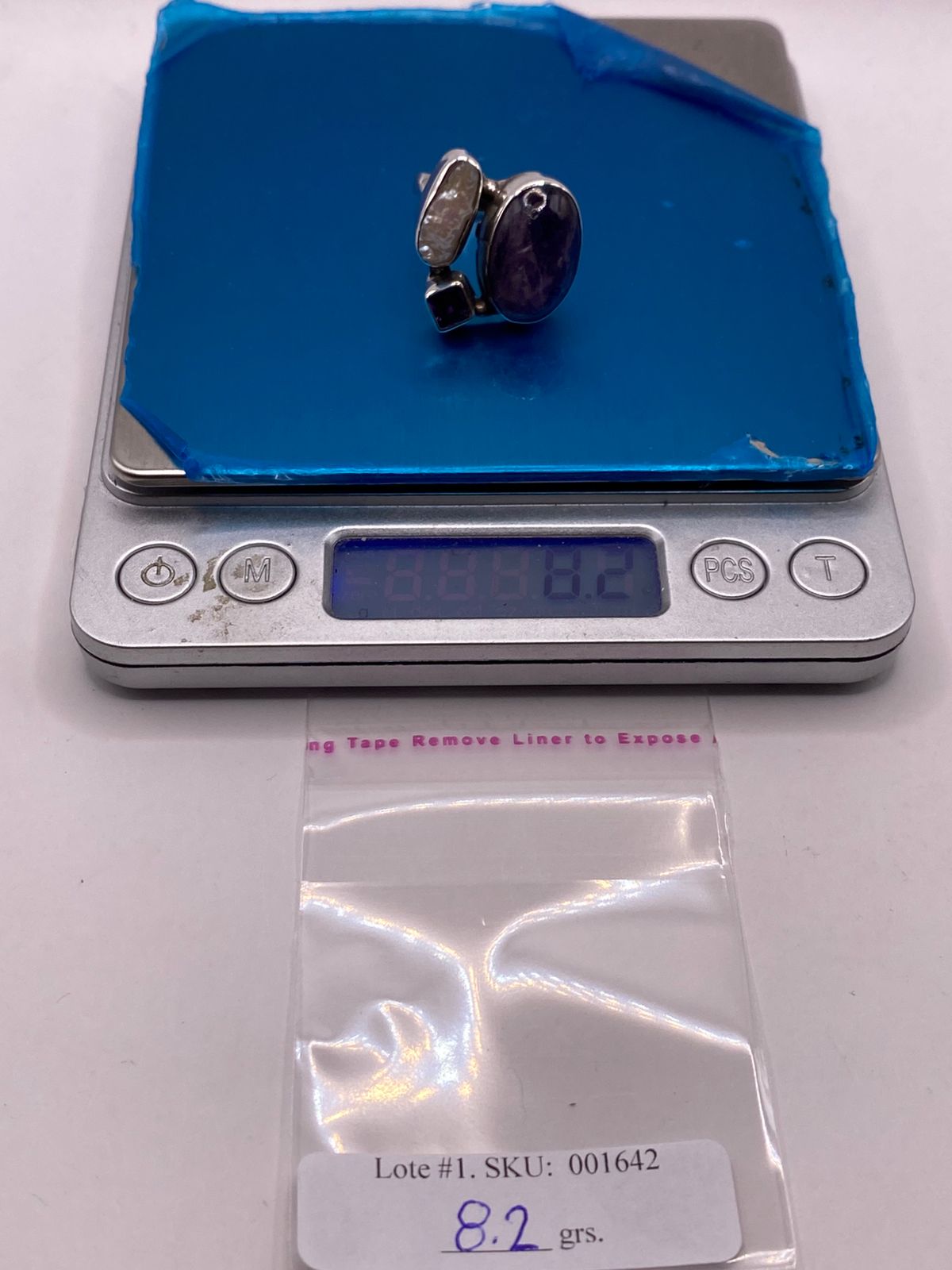 ANILLO DE PLATA LEY 925 CON AMATISTA, NÁCAR Y ZIRCONIA