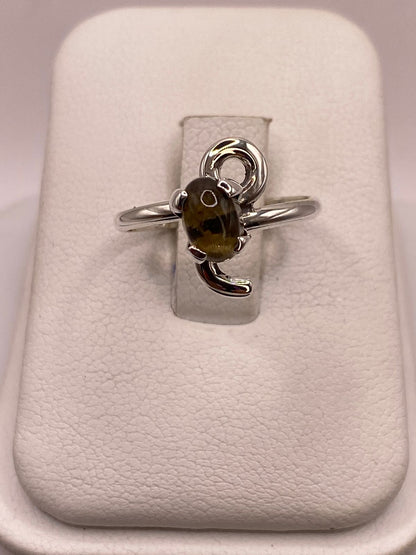 Anillo de Plata Ley 925 con Ámbar Ahumado, vista superior