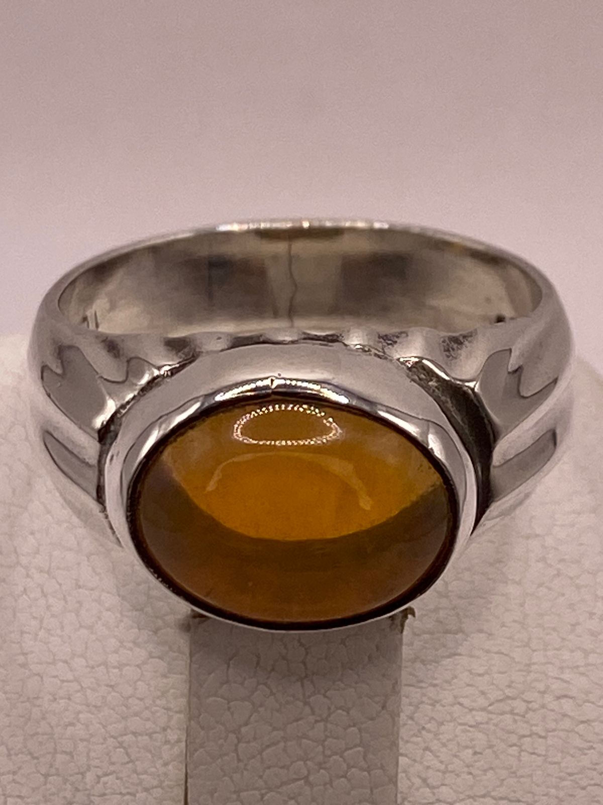 ANILLO DE PLATA LEY 925 CON ÁMBAR MIEL