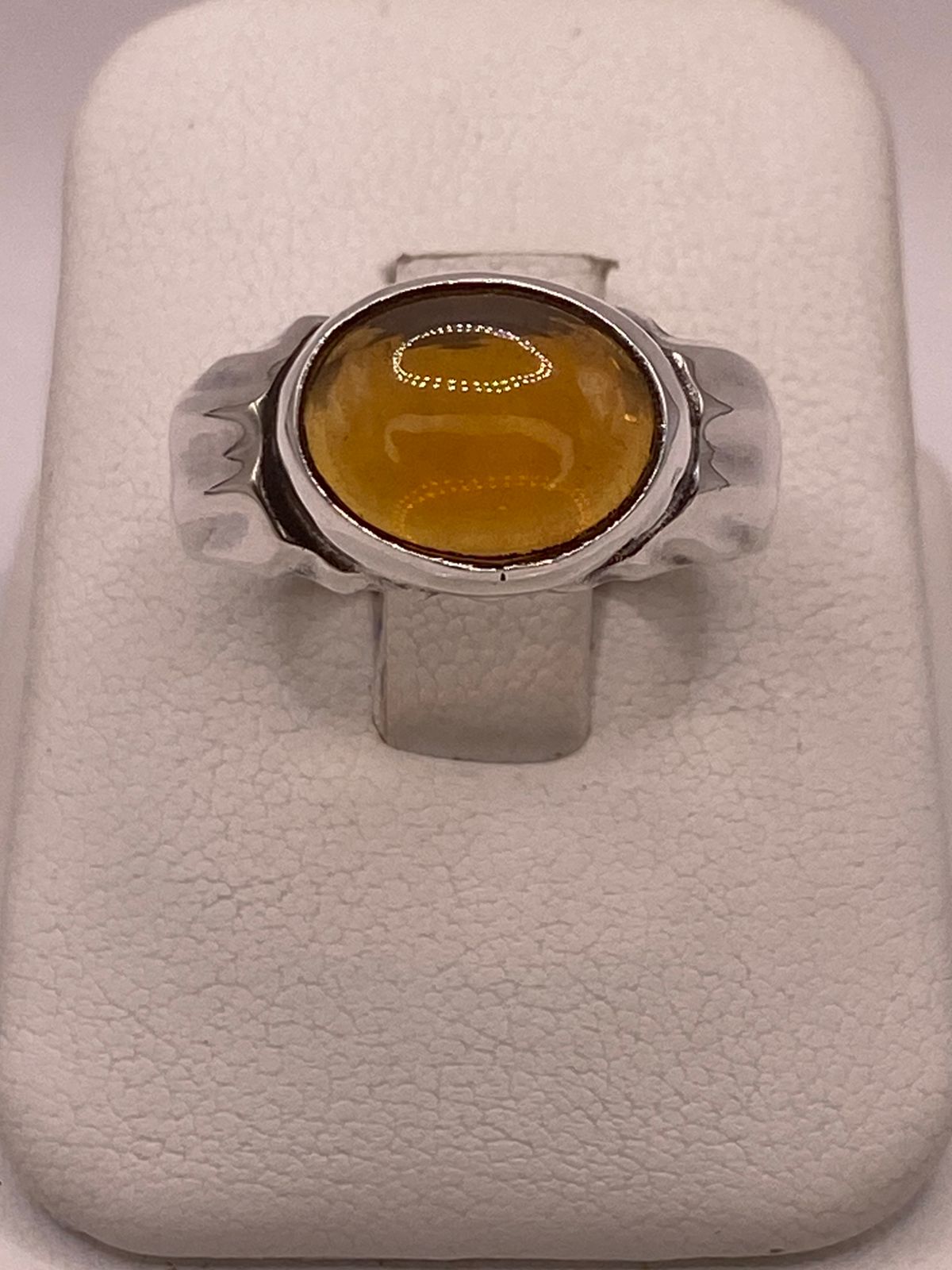 ANILLO DE PLATA LEY 925 CON ÁMBAR MIEL