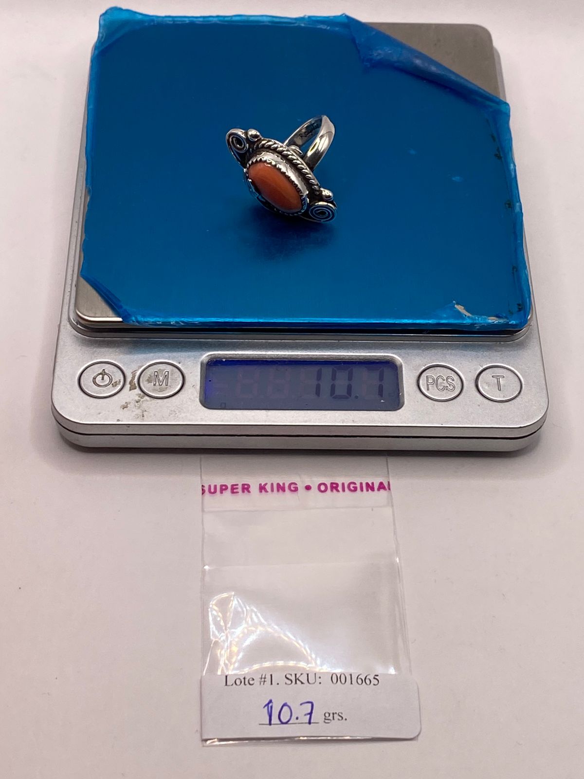 ANILLO DE PLATA LEY 925 CON CORNALINA
