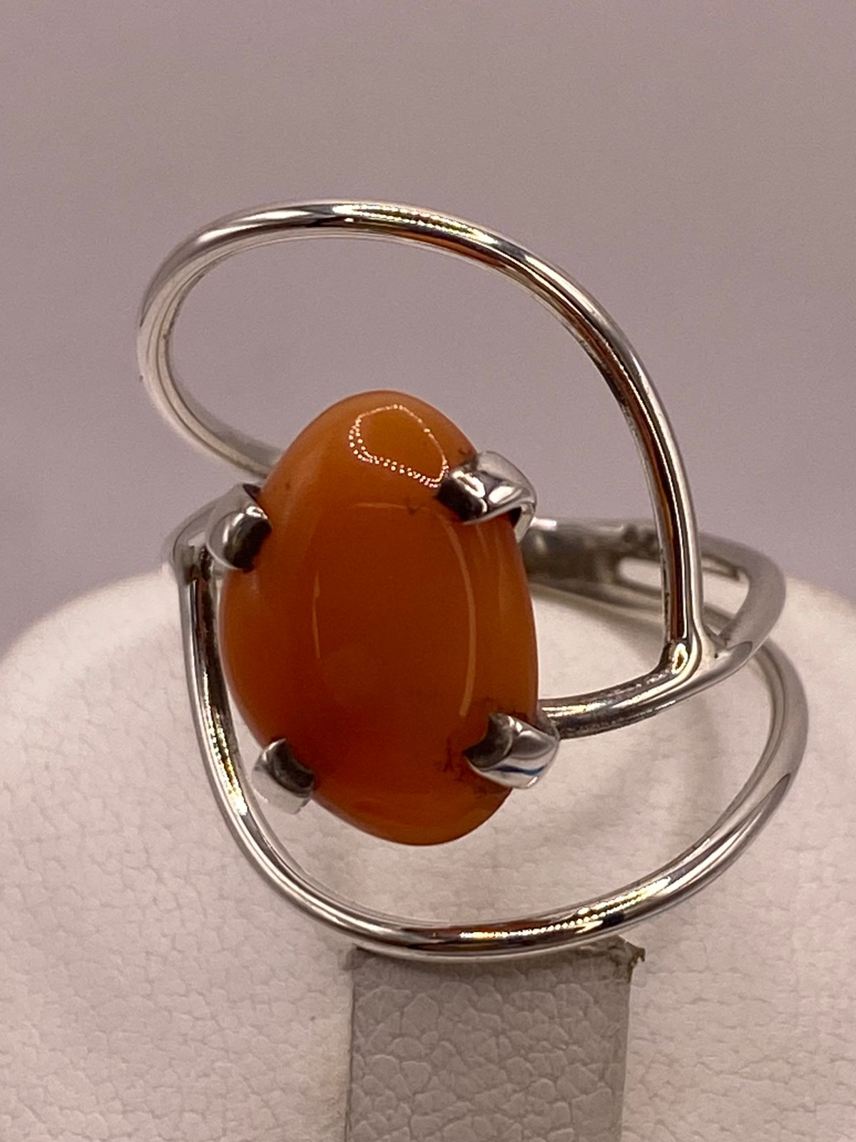 ANILLO DE PLATA LEY 925 CON CORNALINA NATURAL