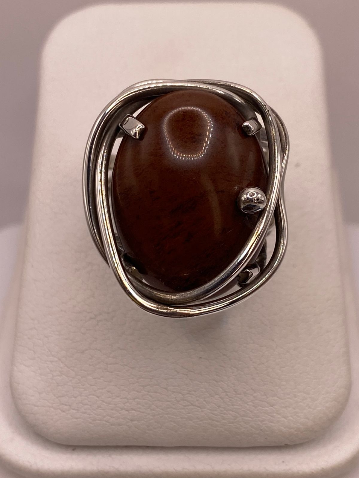 ANILLO DE PLATA LEY 925 CON JASPE ROJO