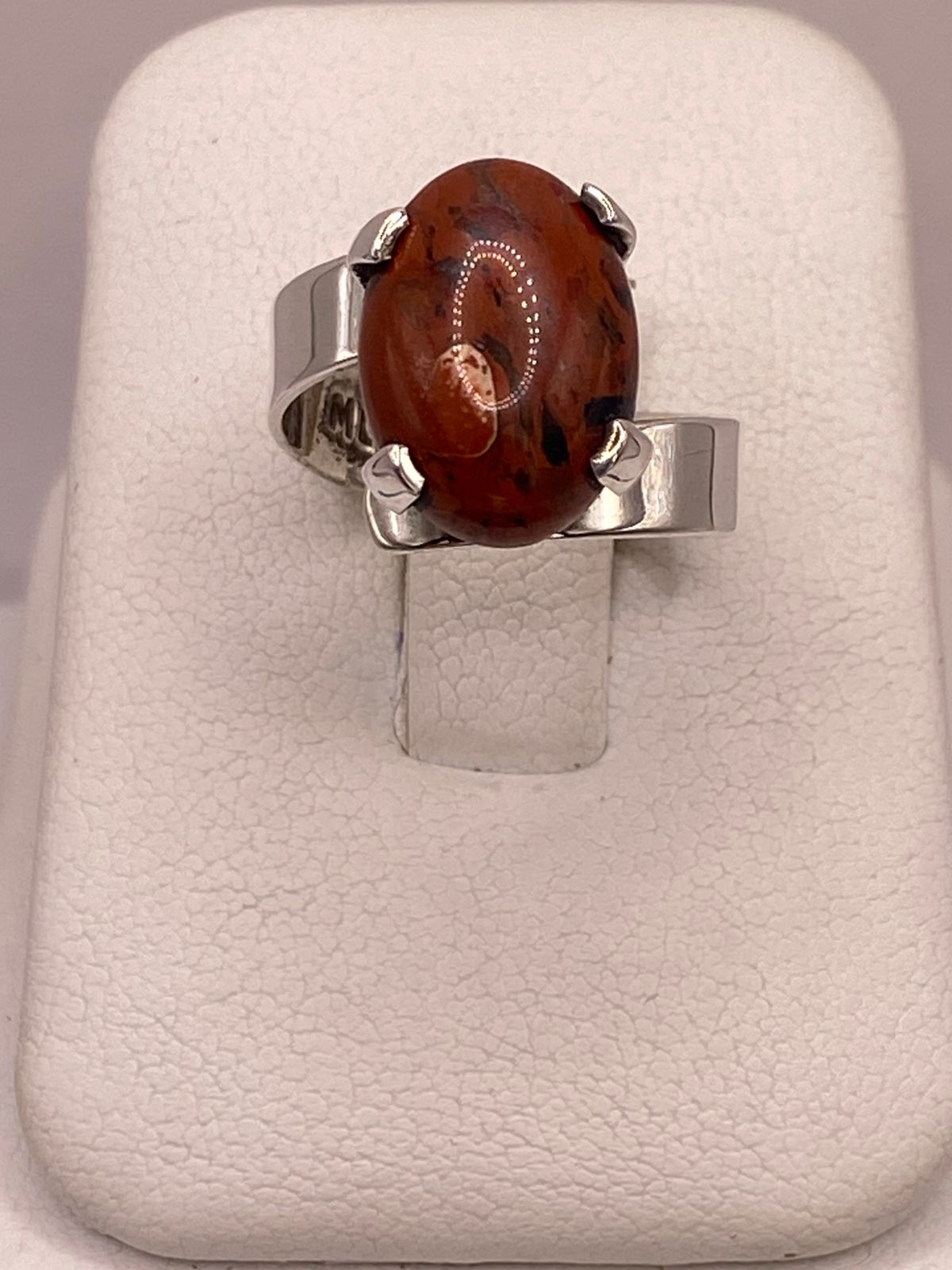 ANILLO DE PLATA LEY 925 CON JASPE ROJO