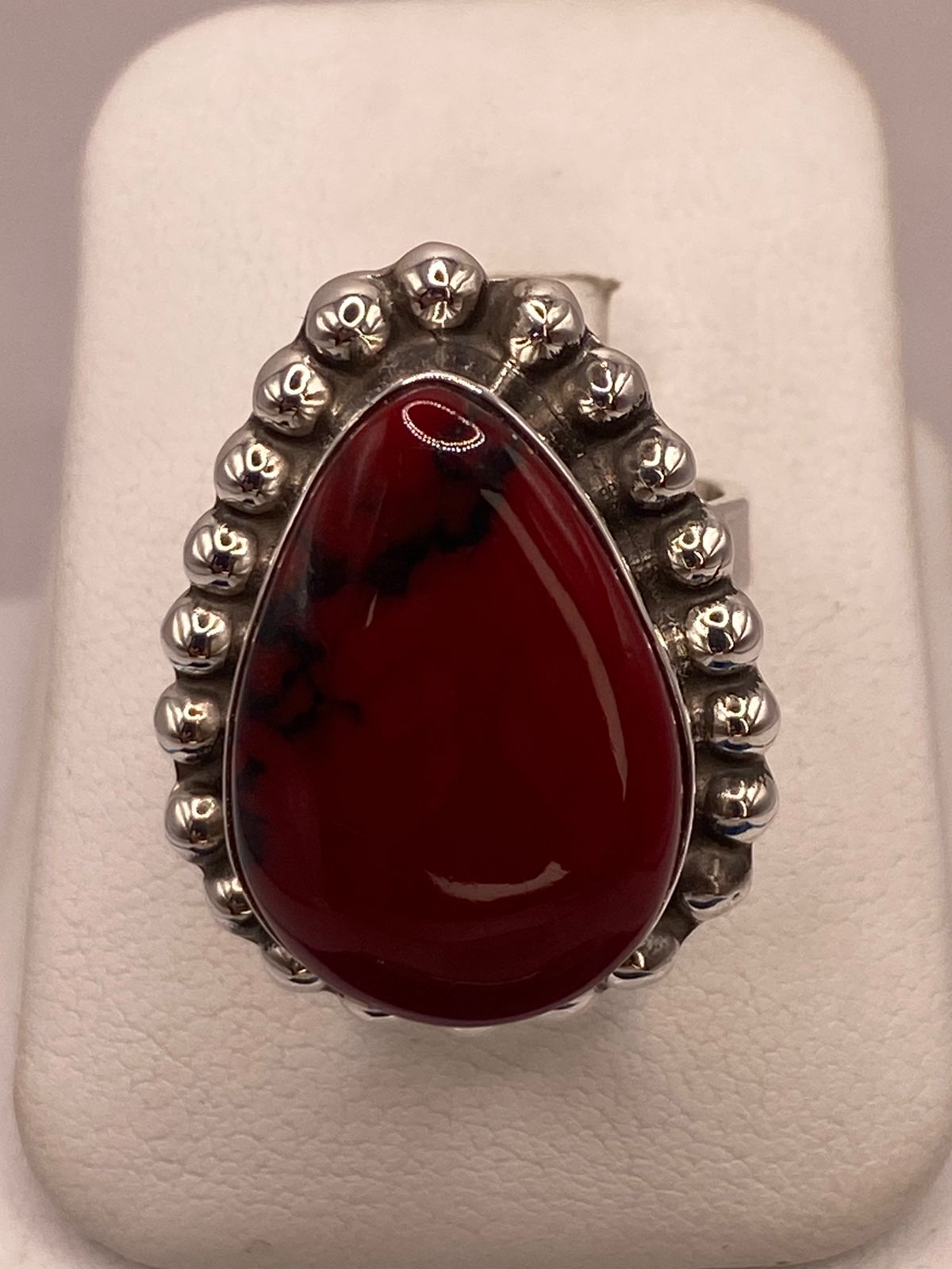 ANILLO DE PLATA LEY 925 CON JASPE ROJO