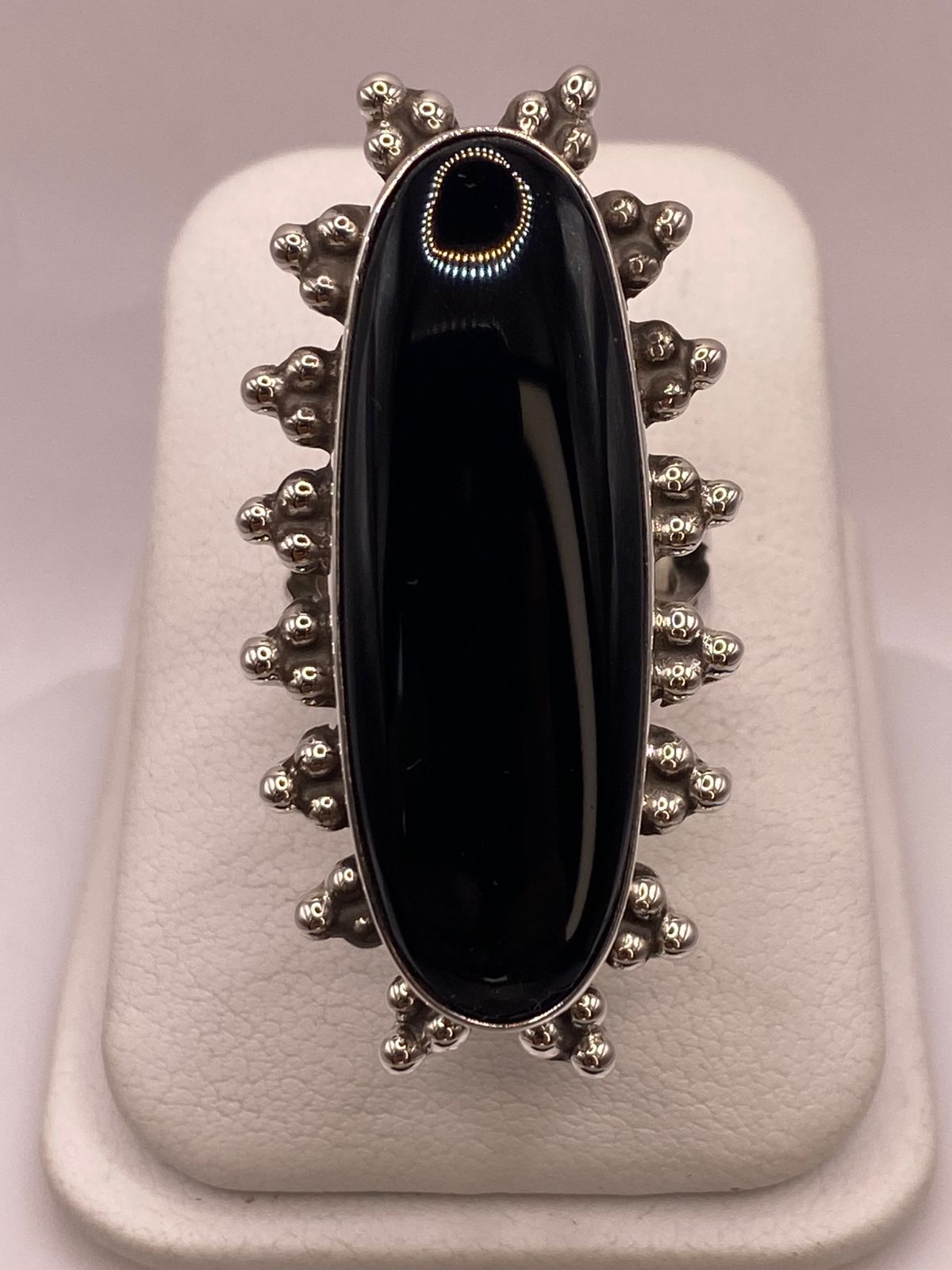 ANILLO DE PLATA LEY 925 CON ÓNIX NEGRO