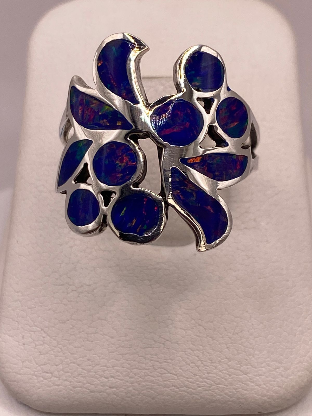ANILLO DE PLATA LEY 925 CON ÓPALO AZUL