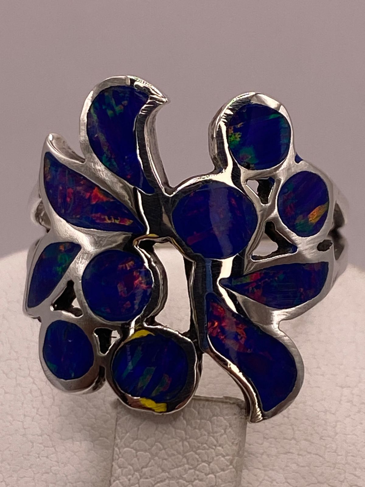 ANILLO DE PLATA LEY 925 CON ÓPALO AZUL
