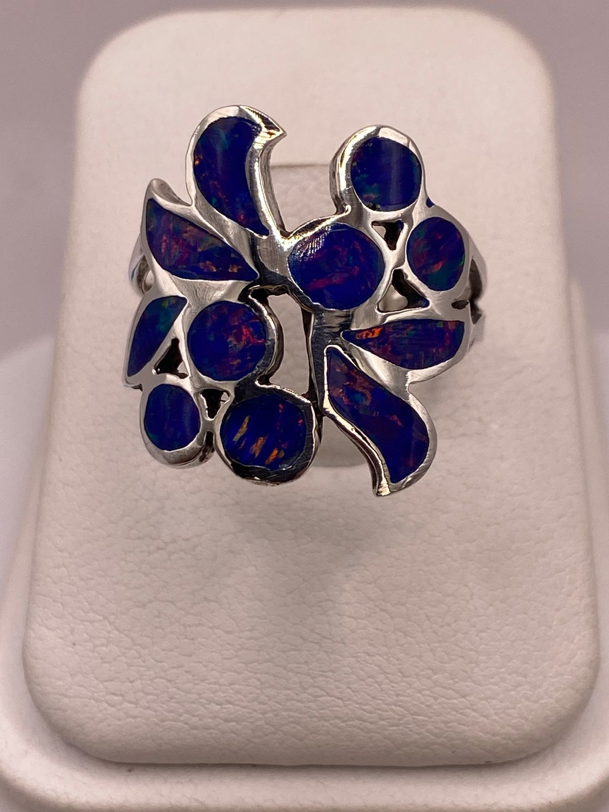 ANILLO DE PLATA LEY 925 CON ÓPALO AZUL