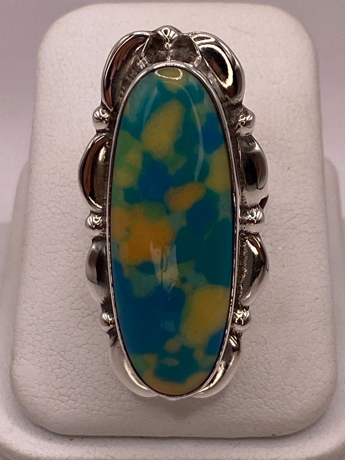 ANILLO DE PLATA LEY 925 CON TURQUESA MULTICOLOR