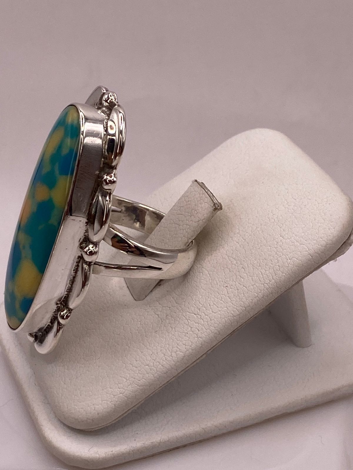 ANILLO DE PLATA LEY 925 CON TURQUESA MULTICOLOR