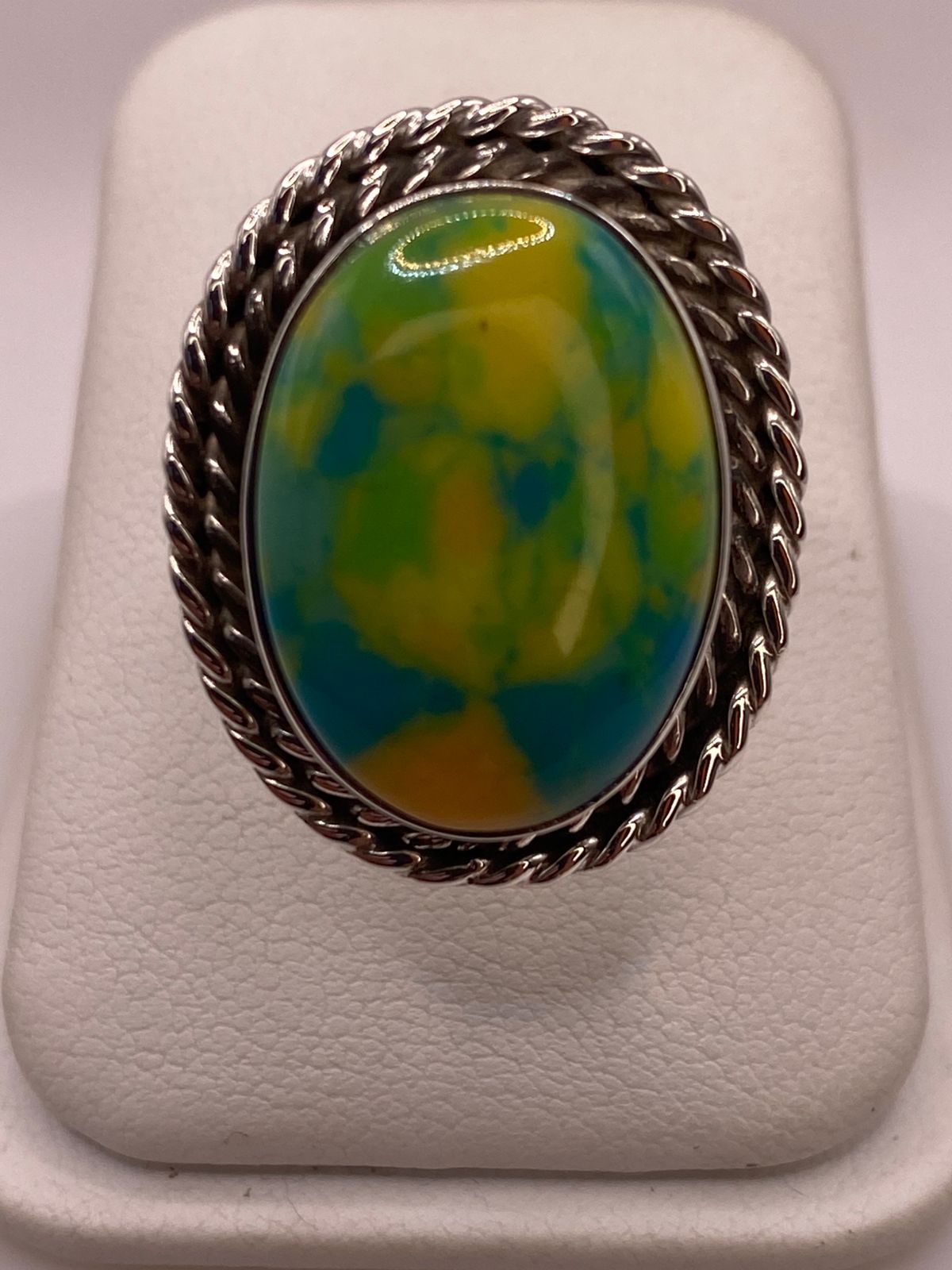 ANILLO DE PLATA LEY 925 CON TURQUESA MULTICOLOR