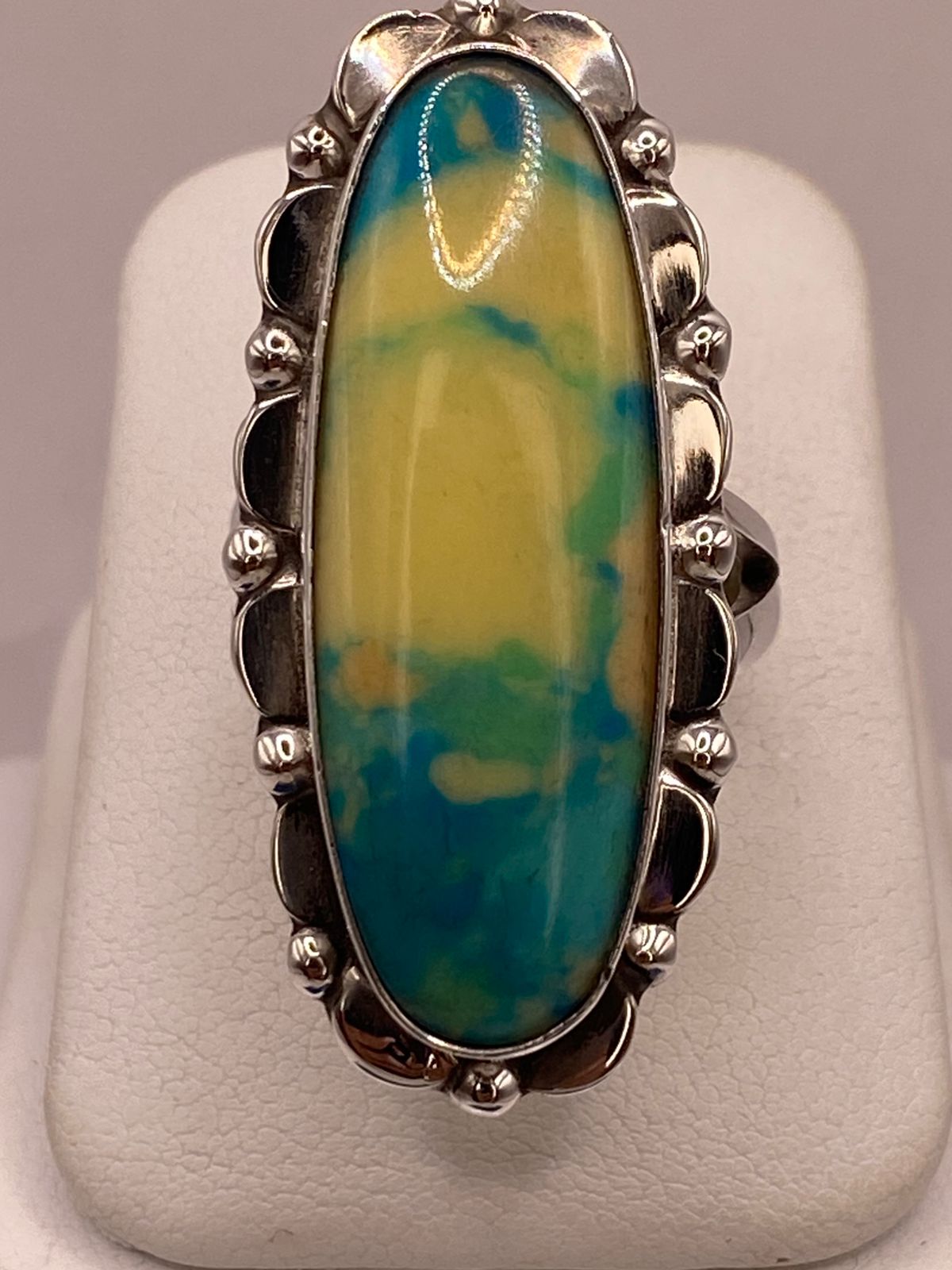 ANILLO DE PLATA LEY 925 CON TURQUESA NATURAL MULTICOLOR