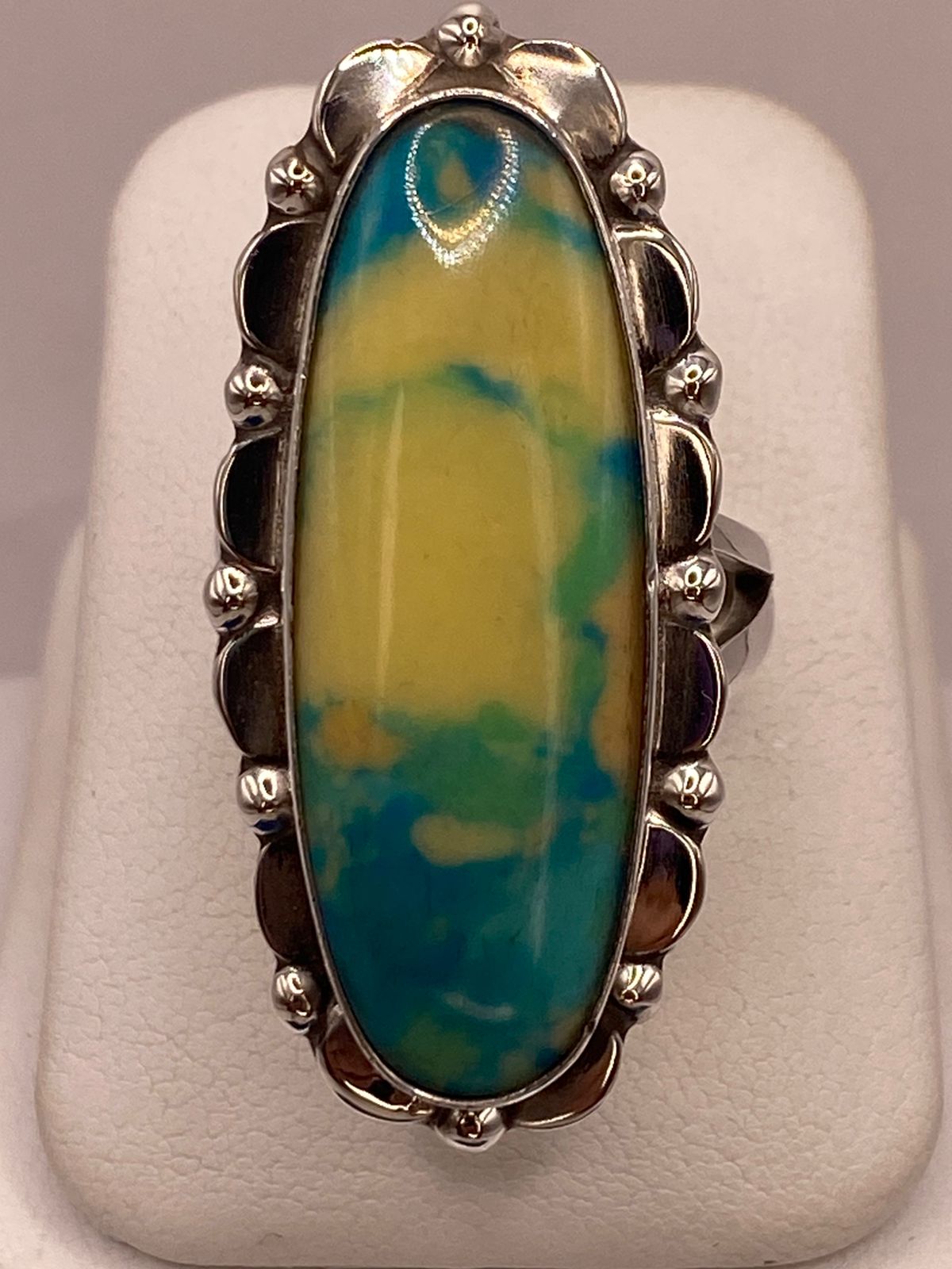 ANILLO DE PLATA LEY 925 CON TURQUESA NATURAL MULTICOLOR