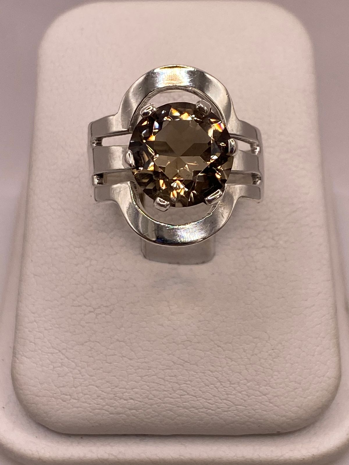 ANILLO DE PLATA LEY 925 CON ZIRCONIA COLOR CHAMPAGNE