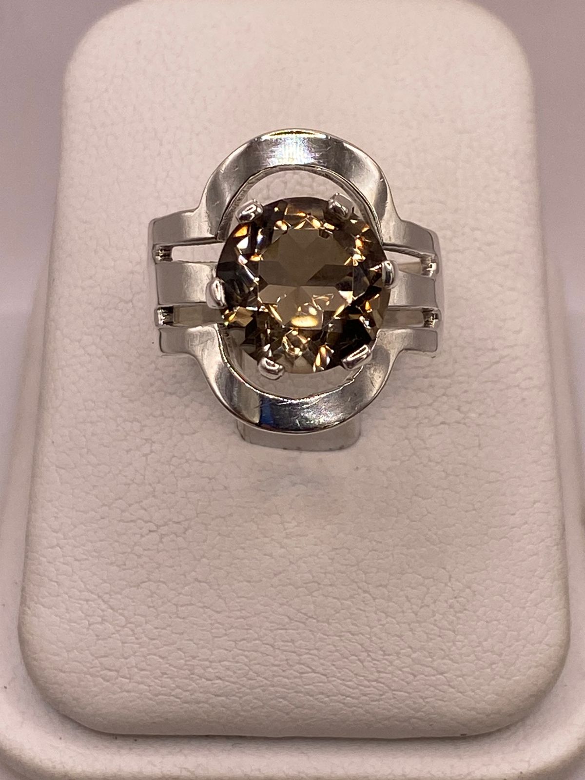 ANILLO DE PLATA LEY 925 CON ZIRCONIA COLOR CHAMPAGNE
