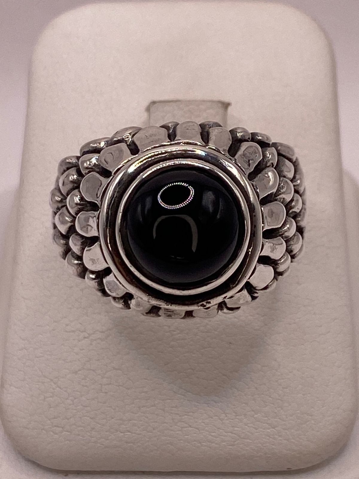 ANILLO DE PLATA LEY 950 CON ÓNIX NEGRO
