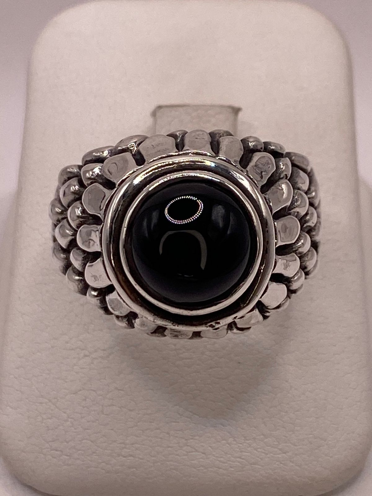ANILLO DE PLATA LEY 950 CON ÓNIX NEGRO
