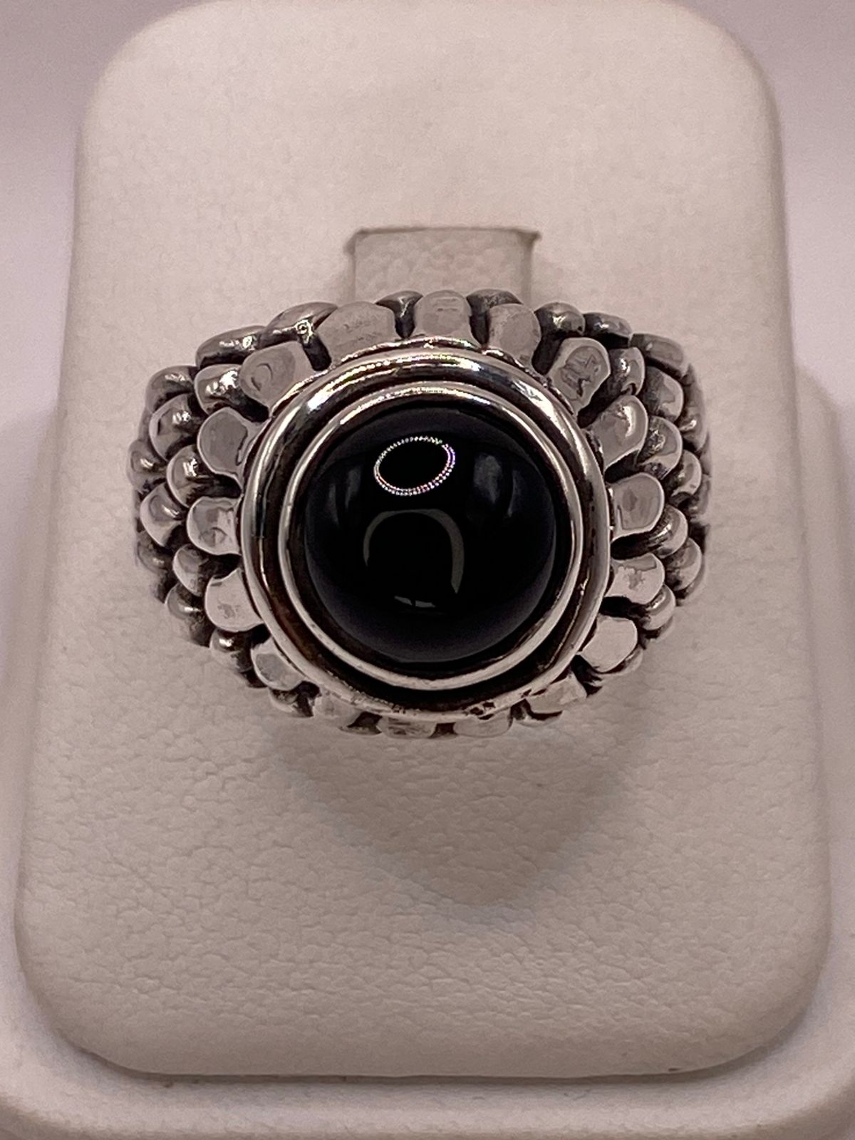 ANILLO DE PLATA LEY 950 CON ÓNIX NEGRO