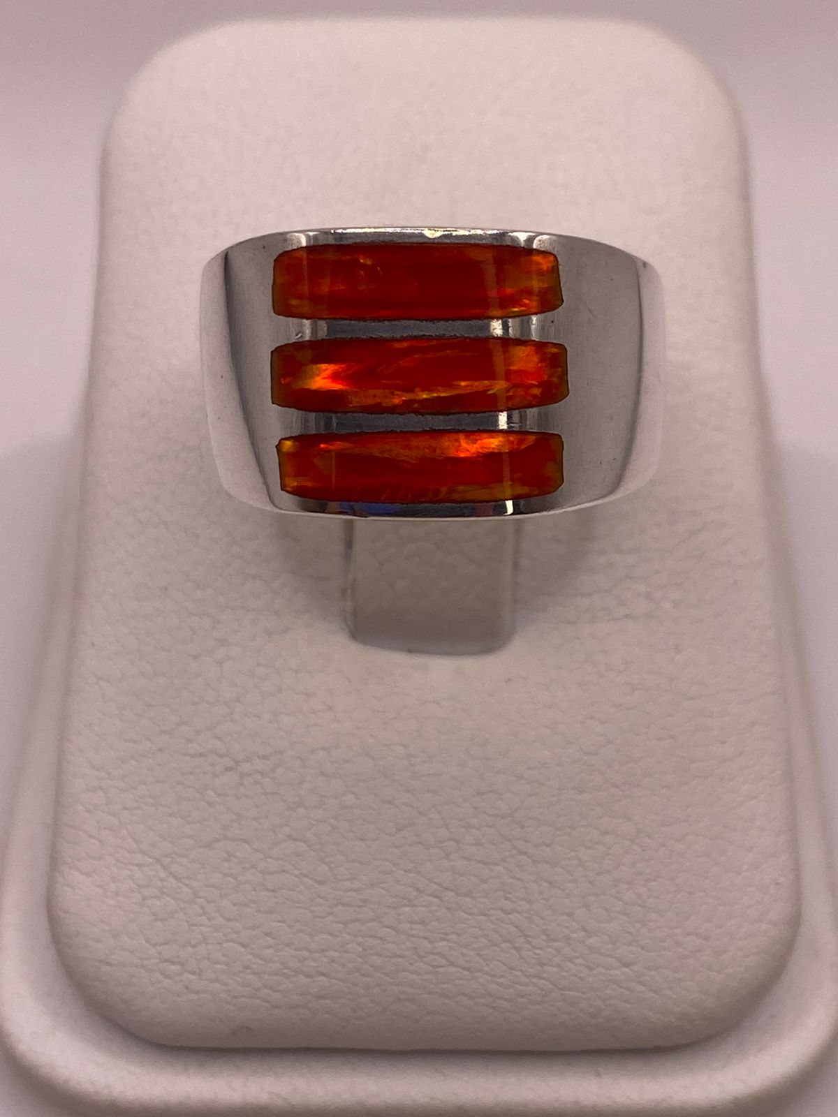 ANILLO DE PLATA LEY 950 CON ÓPALO DE FUEGO