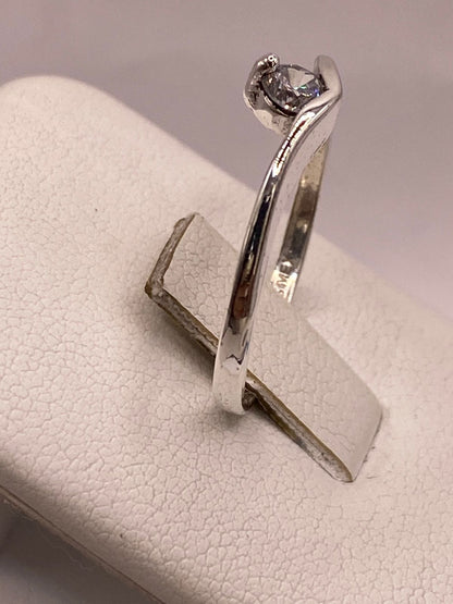 Anillo Solitario con Zirconia Blanca en Plata Ley 925, vista superior