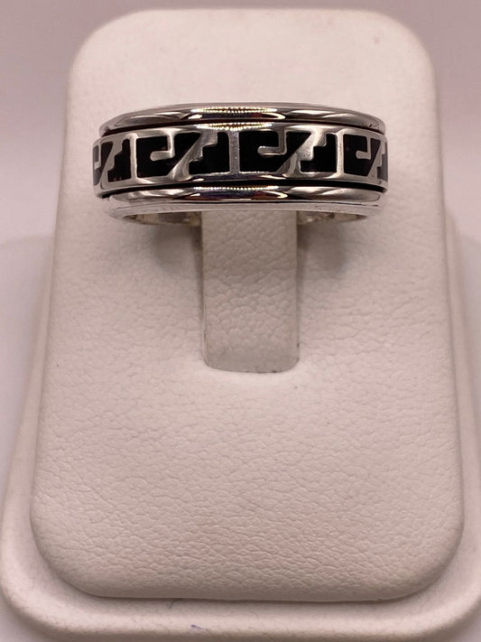 ANILLO SPINNER DE PLATA .925 CON GRECA AZTECA