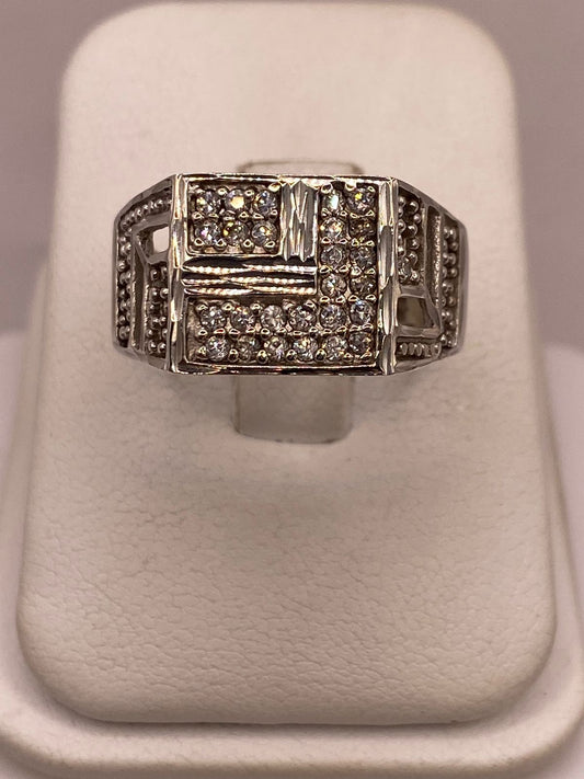 Anillo Vintage Elegante con Zirconias Brillantes en Plata Ley 925