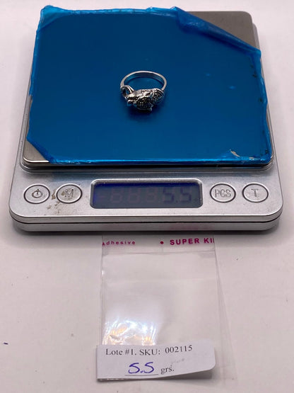 Anillo Vintage de Plata 925 Cabeza de Felino con Marquesitas — Artesanal Taxco, peso en gramos (báscula)