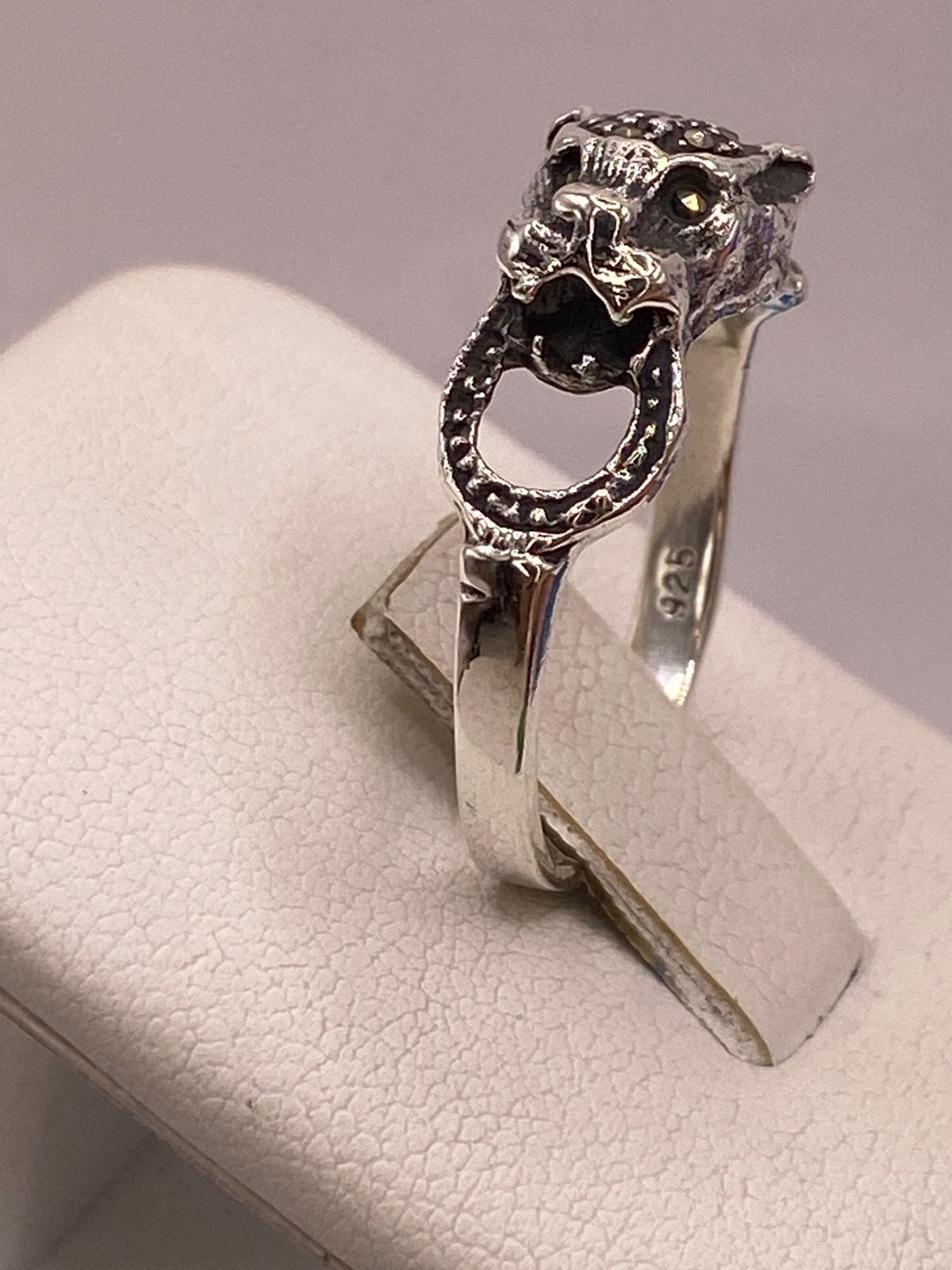 🐆 ANILLO VINTAGE FELINO CON MARQUESITAS EN PLATA LEY 925
