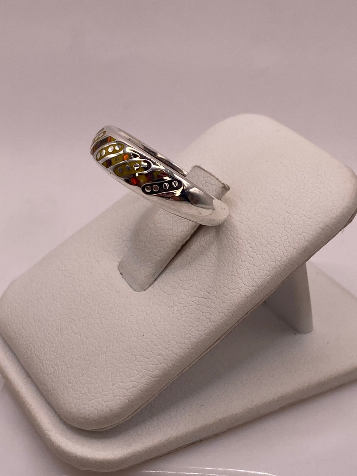 🔥 Argolla Ópalo de Fuego Multicolor Diagonal Plata 950