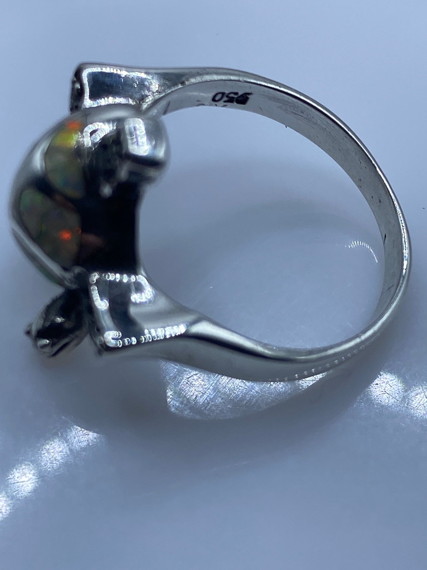 Anillo Ópalo de Fuego Plata .950 — Artesanal Taxco — foto 5
