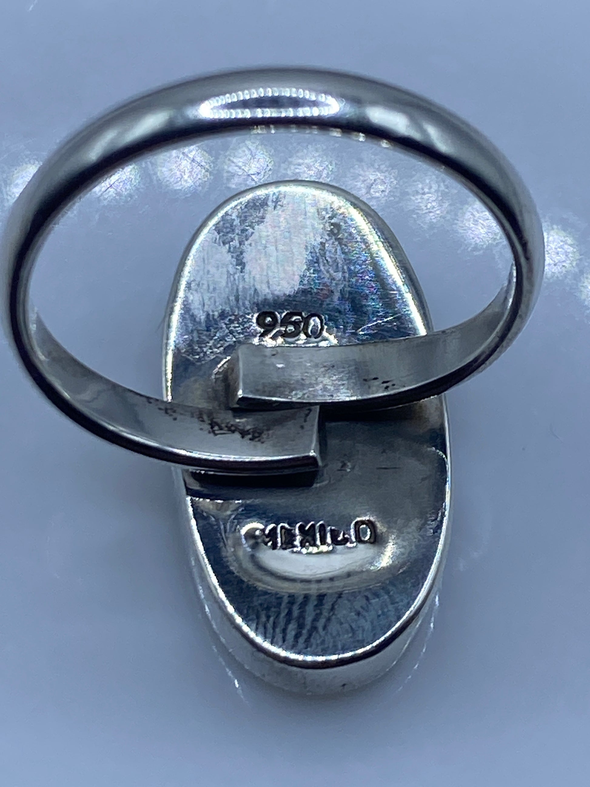 Anillo de Plata Ópalo de Fuego Azul Cielo — Solitario Ajustable — foto 5