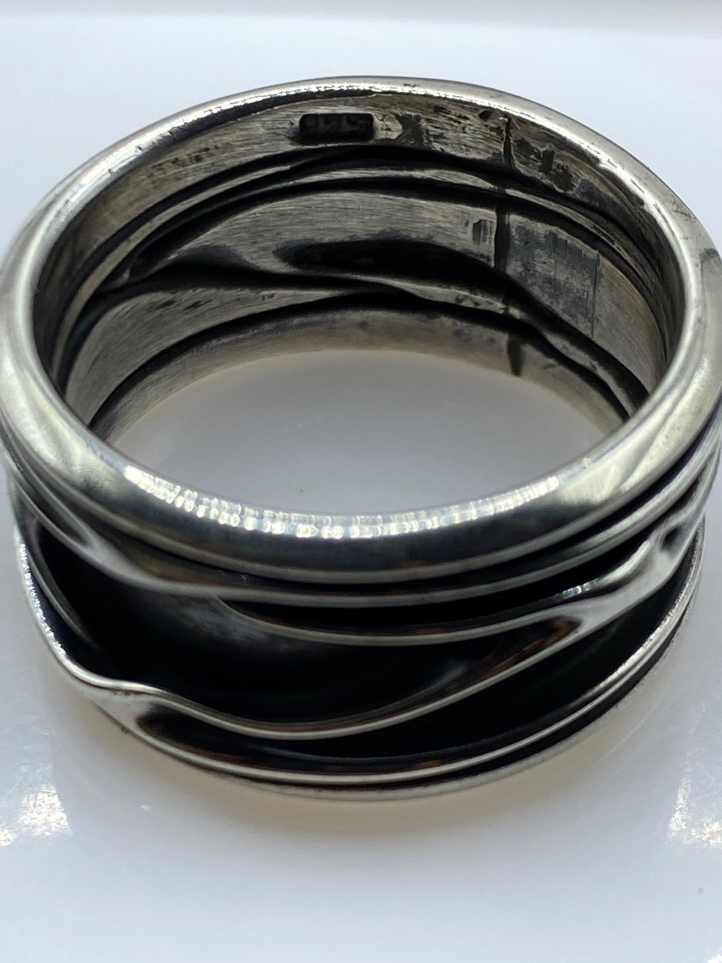 Anillo Plata Bandas Superpuestas Hombre — Talla 12 — foto 5