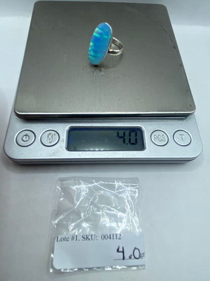 Anillo de Plata Ópalo de Fuego Azul Cielo — Solitario Ajustable — foto 6
