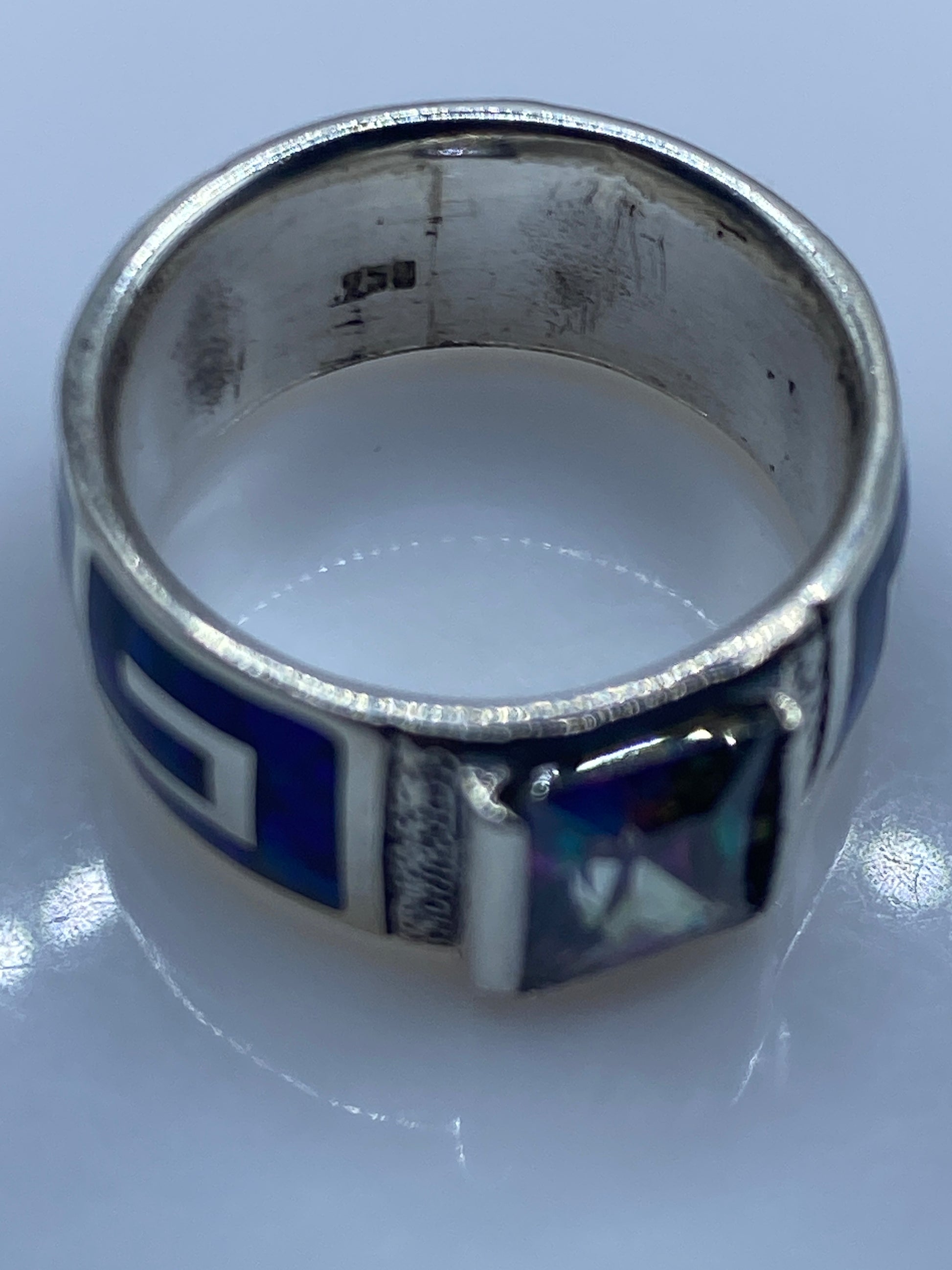 Anillo de Plata .950 Ópalo de Fuego Azul — Coctel Presencia Real — foto 5