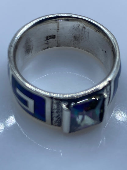 Anillo de Plata .950 Ópalo de Fuego Azul — Coctel Presencia Real — foto 5