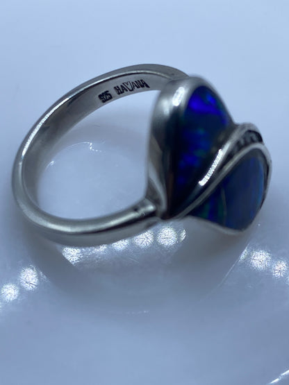 Anillo de Plata Ópalo de Fuego Azul — Diseño Moderno — foto 5