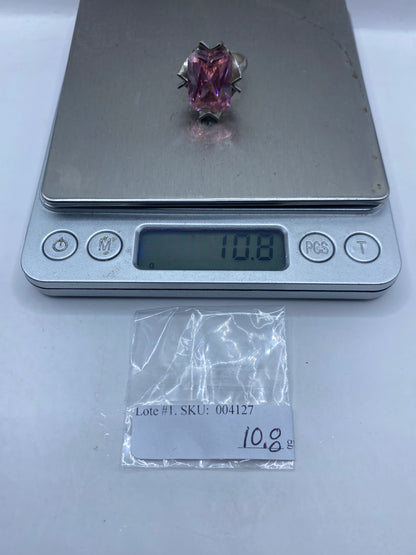 Anillo de Plata Solitario Circonia Rosa — Geométrico Moderno — foto 5