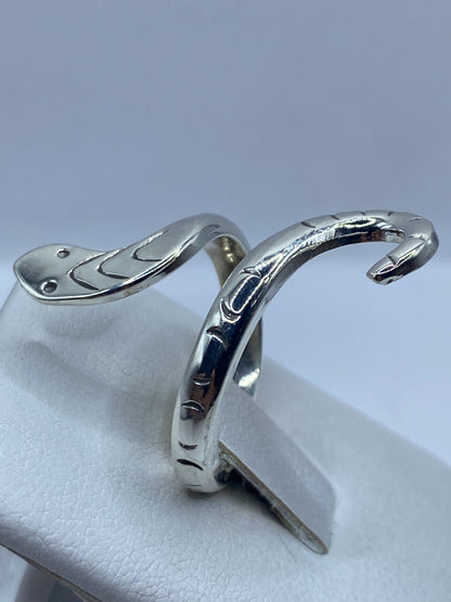 Vista frontal de la cabeza de serpiente con ojos marcados, detalles en relieve