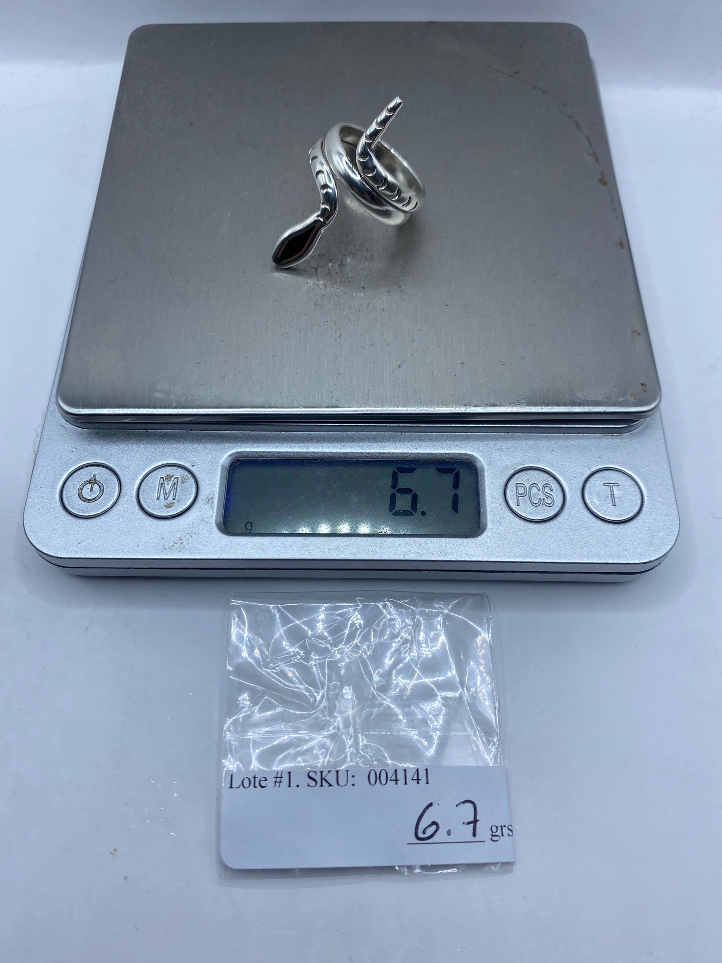 Anillo Serpiente de Plata .925 con Ónix Negro — Solitario Escultórico — foto 6