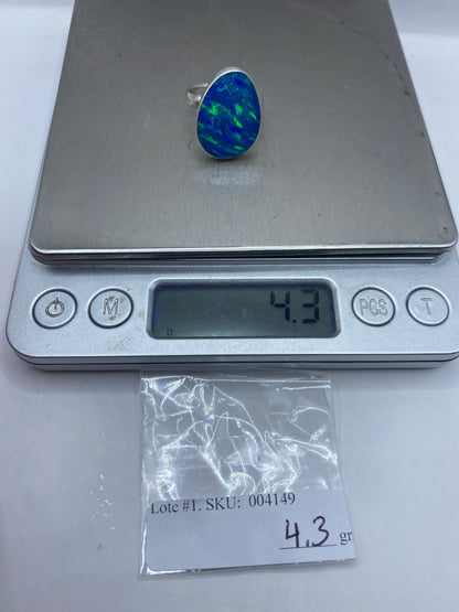 Anillo de Plata Ópalo de Fuego Azul — Ajustable — foto 6