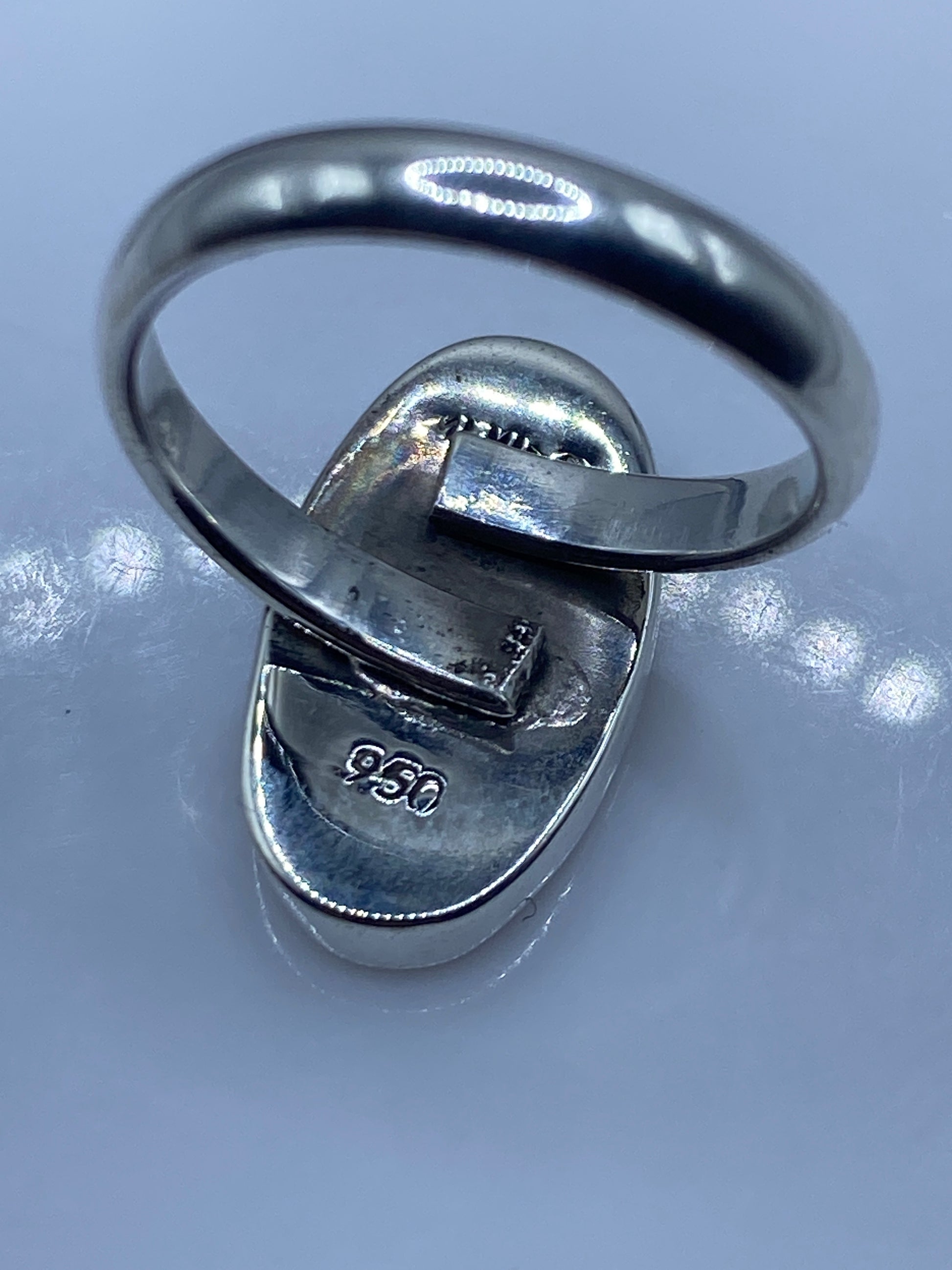 Anillo Ajustable Plata .950 Ópalo de Fuego Multicolor — foto 5