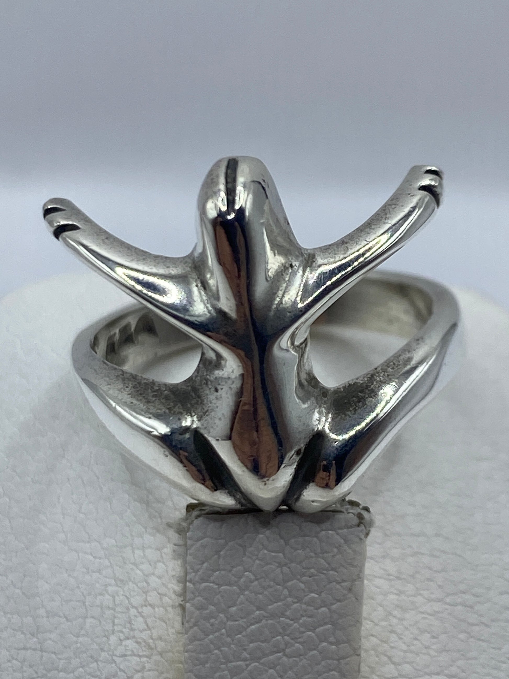 Anillo alas abiertas en dedo de mujer demostrando proporción y movimiento visual