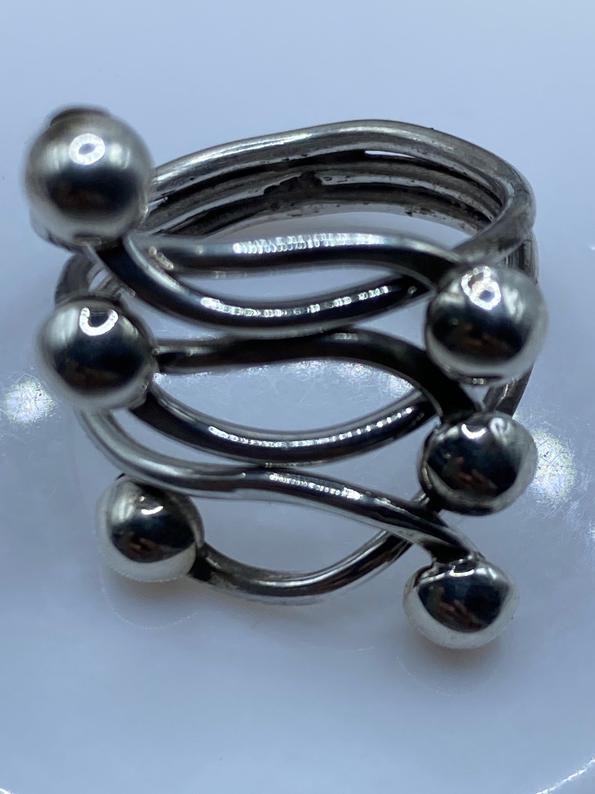 Anillo Ajustable Plata Tres Bandas Fluidas — Movimiento — foto 5