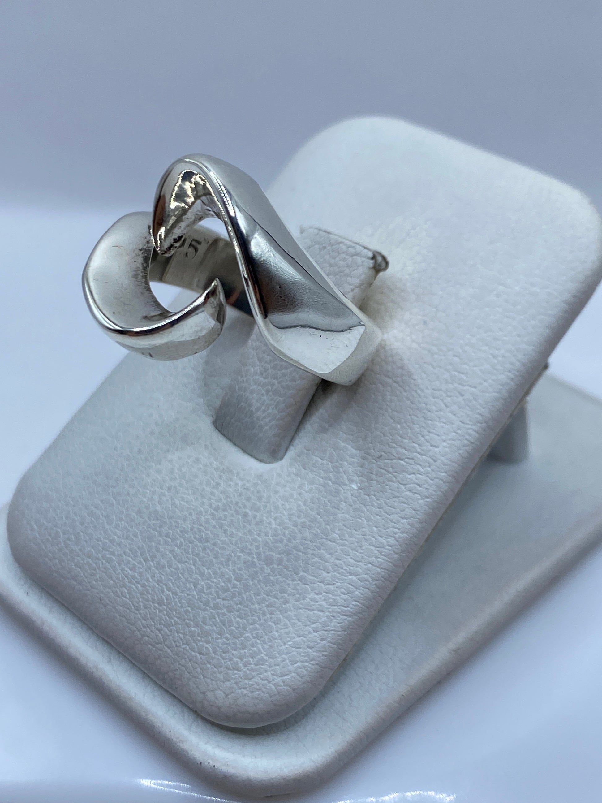Detalle de la banda del anillo mostrando el pulido y las formas orgánicas